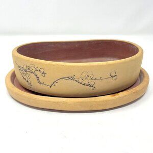 Vintage Yixing Zisha Pottery Bonsai Planter Dish with Tray